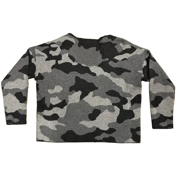 Vineyard Vines Sweater Womens Small Camo Boatneck Boxy Gray Cashmere Wool Blend - Picture 1 of 9